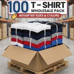 Bulk 100 T-Shirt Wholesale Pack – Assorted Classic Colors & Mixed Adult Sizes Starter Lot – Ideal for Resale, Screen Printing, and Events